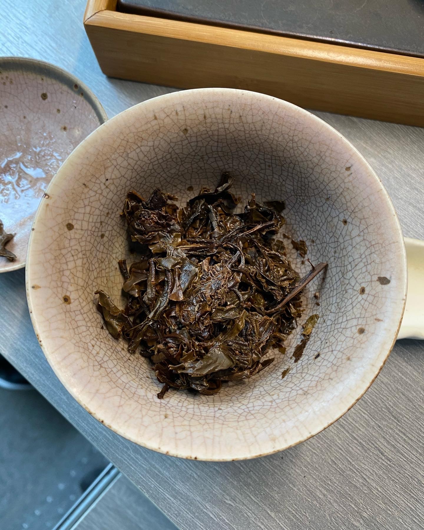 Wet leaf in the gaiwan