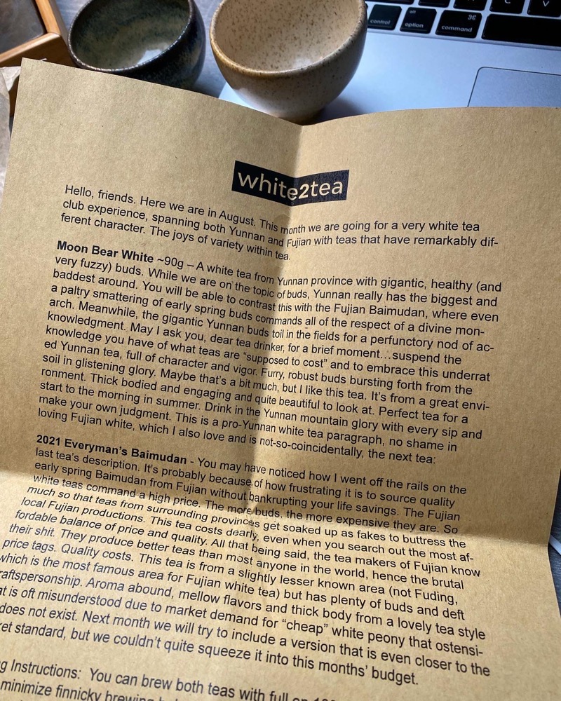 The card that came with the Tea Club